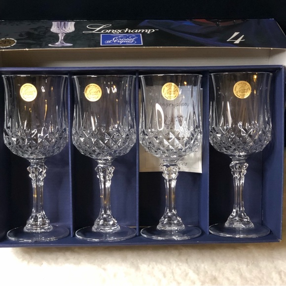 Longchamp Dining Set Of 4 Vintage Cristal Darques Longchamp Footed